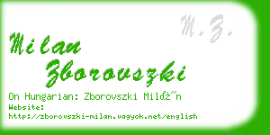 milan zborovszki business card